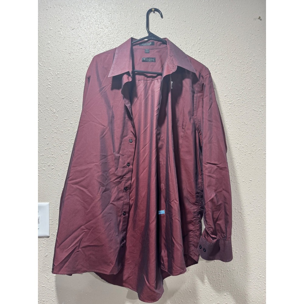 Regis Mens Iridescent Burgundy Chambray Dress Shirt Long Sleeve 16.5 34/35 XL